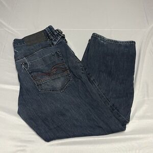 Y2K RocaWear jeans Men's 36 hip-hop Grunge Baggy Skate Dark Wash Denim